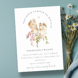 Convites Chá de fraldas De Garota Floral Cor-de-Rosa Esbran