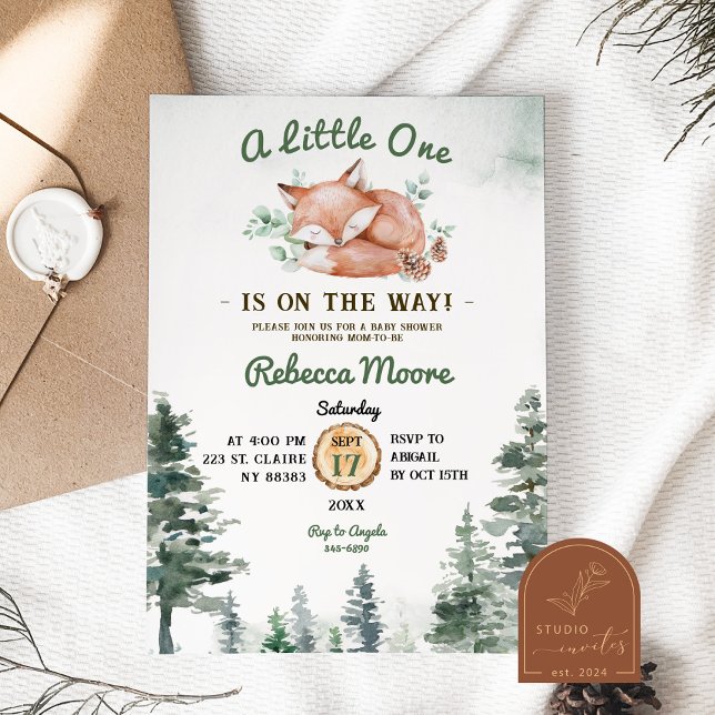 Convites Chá de fraldas de Garota Floral da Pequena Fox (Criador carregado)