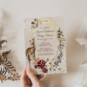 Convites Chá de fraldas De Garota Floral Da Woodland Anima