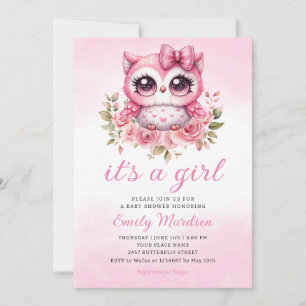 Convites Chá de fraldas de Garota Floral de Boho Rosa Woodl