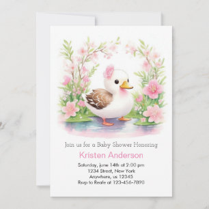 Convites Chá de fraldas de Garota Floral de Cores-d'Água de