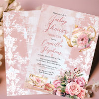Chá de fraldas de Garota Floral Elegante Rosa Alta