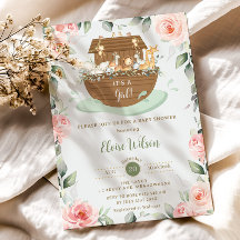 Chá de fraldas de Garota Floral Rosa-Arca de Noé