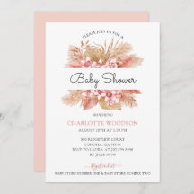 Chá de fraldas de Garota Floral Rosa-Blush