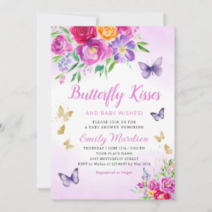 Convites Chá de fraldas De Garota Floral Roxa