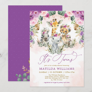 Convites Chá de fraldas de Garota Gemida Safari