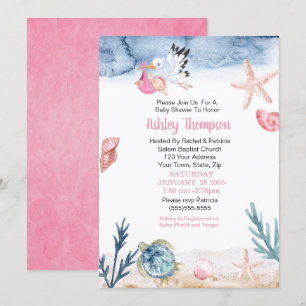 Convites Chá de fraldas de Garota Oceânica