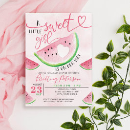 Convites Chá de fraldas de Garota Rosa de Melancia