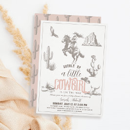 Convites Chá de fraldas de Garota Rosa Ocidental