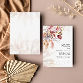 Convites Chá de fraldas de Garota Seca de Boho Pampas Grass