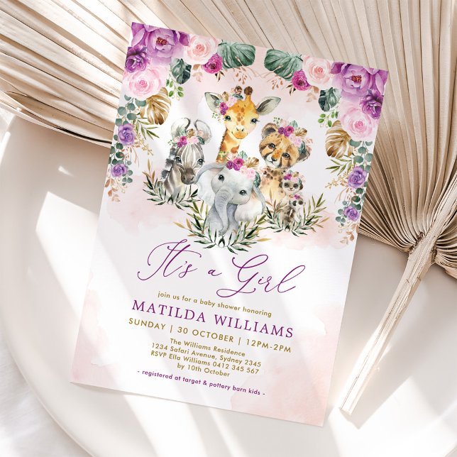 Convites Chá de fraldas de Garota Selvagem Safari (Criador carregado)