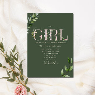Convites Chá de fraldas de Garota Verde Eucalyptus