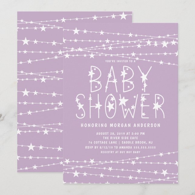 Convites Chá de fraldas de Garotas das Estrelas do Twinkle (Frente/Verso)