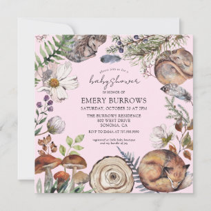 Convites Chá de fraldas de Garotas de Animais da Floresta W