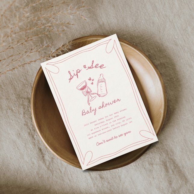 Convites Chá de fraldas de garotas do Sip & see (Criador carregado)