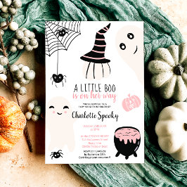 Convites Chá de fraldas de garotinha rosa-rosa do Halloween