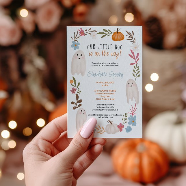 Convites Chá de fraldas de garotinho dos Fantasmas (Halloween little boo Ghosts boy baby shower Invitation)