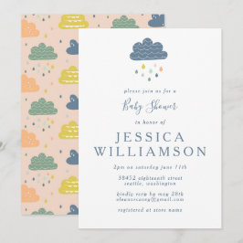 Convites Chá de fraldas de Garoto Azul de Pêssego