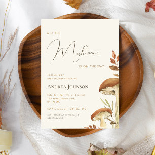 Convites Chá de fraldas de Garoto da Floresta de Cogumelo