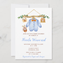 Convites Chá de fraldas de Garoto de Linha de Quebra de Out