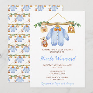 Convites Chá de fraldas de Garoto de Linha de Quebra de Out