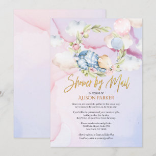 Convites Chá de fraldas de Garoto de Urso de Teddy da Flor