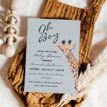 Convites Chá de fraldas de Garoto Girafa<br><div class="desc">Bonita girafa de bebê "Oh Boy" convite para chá de fraldas</div>