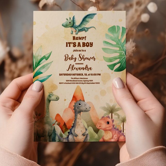 Convites Chá de fraldas de Garoto Verde Dinossauro Cinto-d' (Criador carregado)