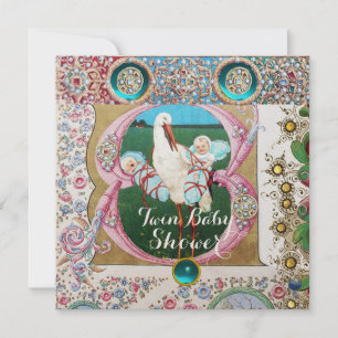 CONVITES CHÁ DE FRALDAS DE GAROTOS, GEMSTONES FLORAIS