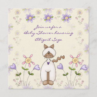 Convites Chá de fraldas de Gato e Flores