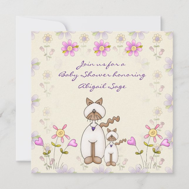 Convites Chá de fraldas de Gato e Gatinhas (Frente)