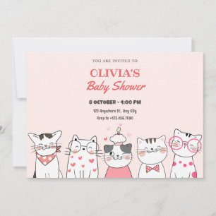 Convites Chá de fraldas de gatos giros