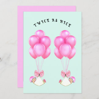 Convites Chá de fraldas de Gêmeas Raparigas