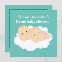 Convites Chá de fraldas de gêmeos de garotinha bonita