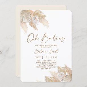 Convites Chá de fraldas de Gêmeos Pampas