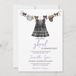 Convites Chá de fraldas de Ghoul Purple Halloween