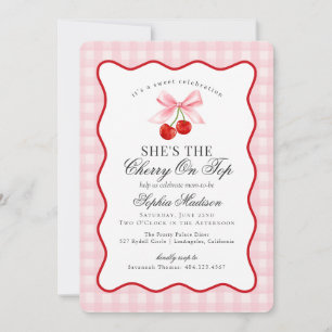 Convites Chá de fraldas de Gingham, Arco de coquete rosa, C
