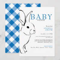 Chá de fraldas de Gingham Azul Coelho Bonito Cobal