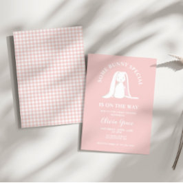 Convites Chá de fraldas de Gingham Rosa Especial de Bunny