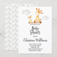 Chá de fraldas de Girafa Bonita Cinza Neutro Mãe e