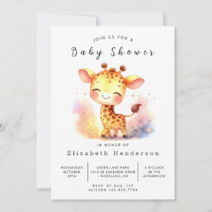 Convites Chá de fraldas de Girafa Imprimível Whimsy