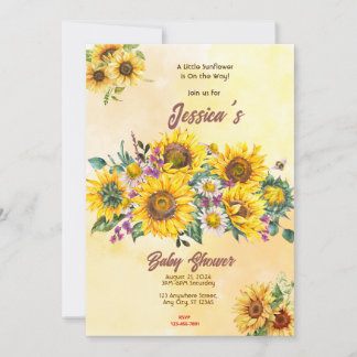 Convites Chá de fraldas de girassol