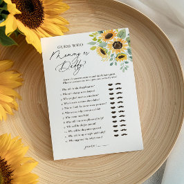 Convites Chá de fraldas de girassol adivinha quem Mamãe ou