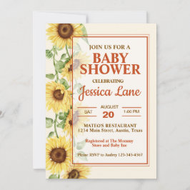 Convites Chá de fraldas de girassol elegante