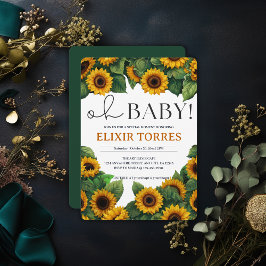 Convites chá de fraldas de girassol moderno e elegante
