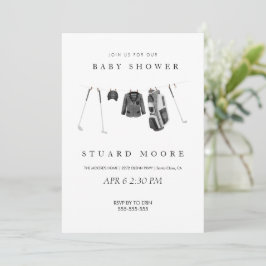 Convites Chá de fraldas de golfe mínimo moderno