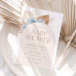 Convites Chá de fraldas de Grass Boy Boho Pampas Azul<br><div class="desc">Convide amigos e familiares a compartilharem a alegria da chegada do seu pequeno com este convite para chá de fraldas,  com folhagem tropical e flores azuis.</div>
