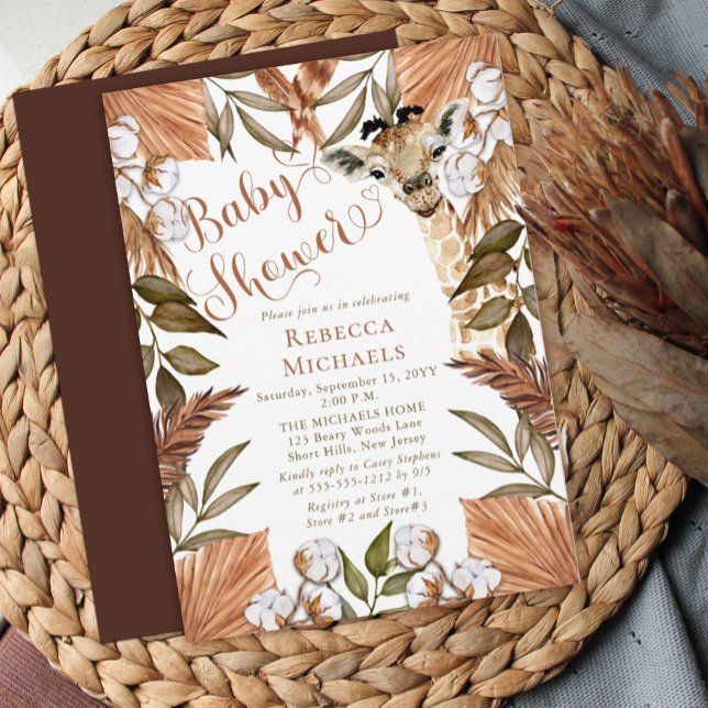 Convites Chá de fraldas de Graus Secos da Girafa Bófia (Criador carregado)