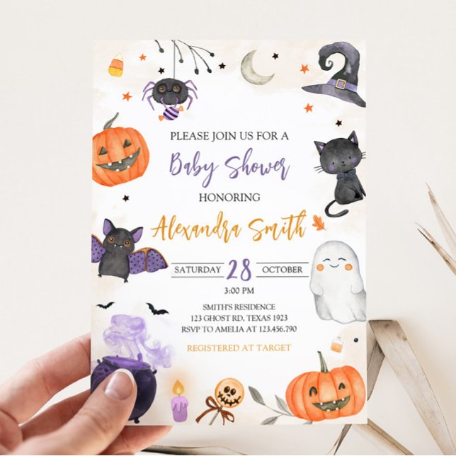 Convites Chá de fraldas de Halloween (Ghost Baby Shower Invitation)