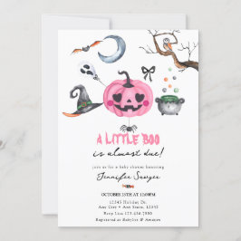 Convites Chá de fraldas de Halloween | Abóbora Rosa